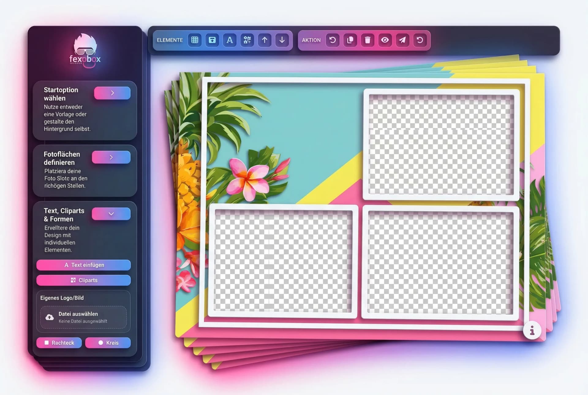 Designer en ligne fexobox – créer un modèle de photobooth dans le navigateur