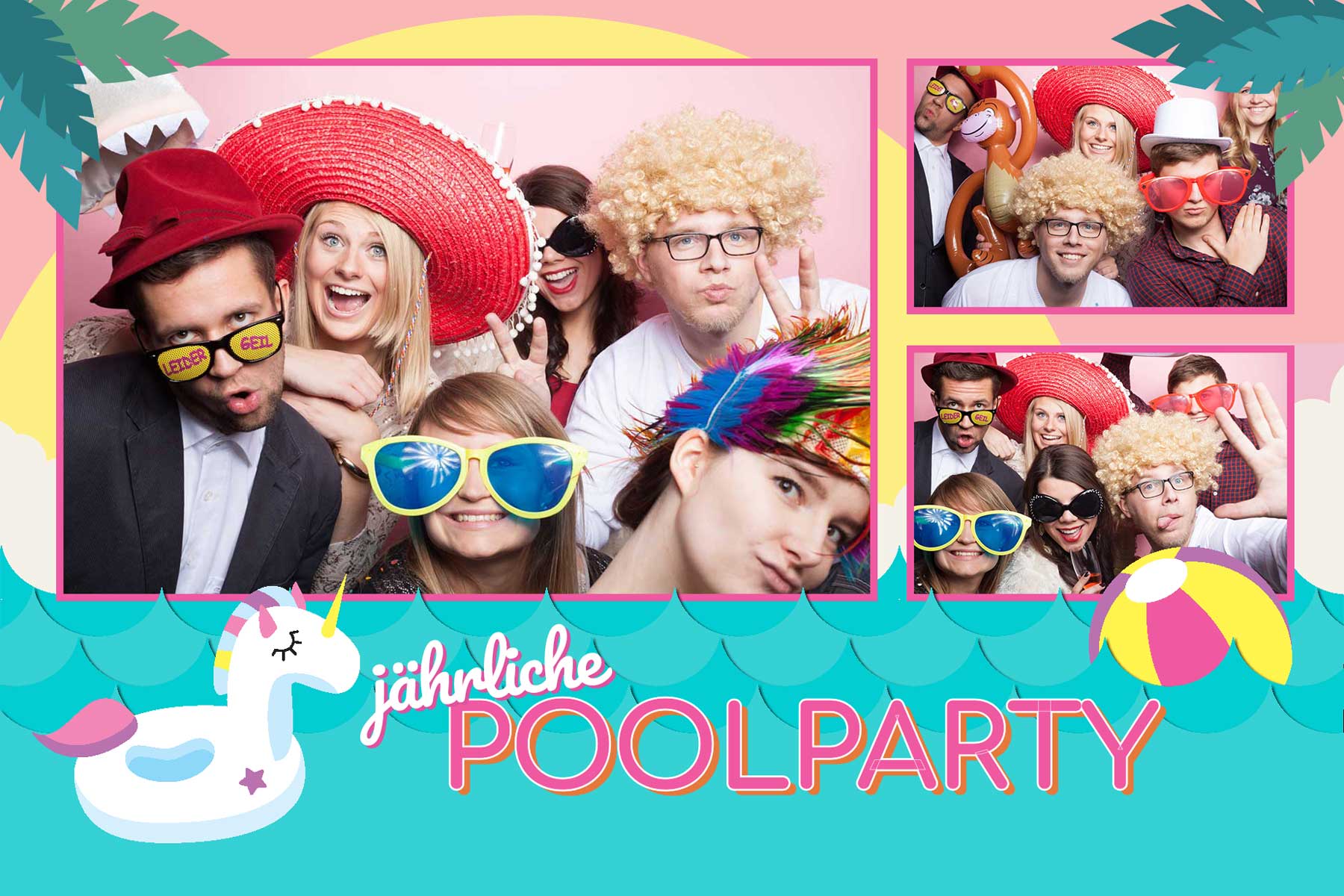 Modèle de tirage photobooth Poolparty